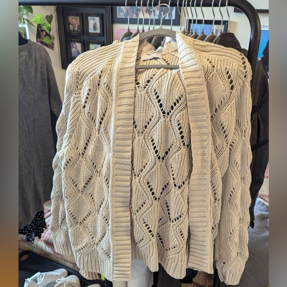 Old Navy Pointelle-Knit Open-Front Cardigan Sweater